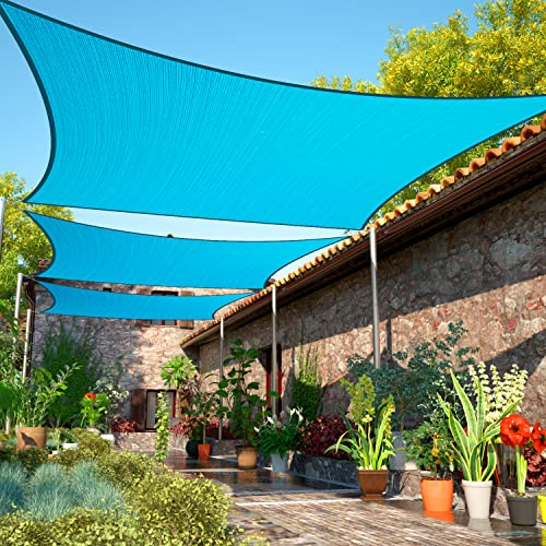 ShadeMart Sonnensegel, quadratisch, Stoff, SMSL, wasser- und luftdurchlässig und UV-beständig, strapazierfähig, für Carport, Terrasse, Outdoor, 3 x 3 m, Türkis