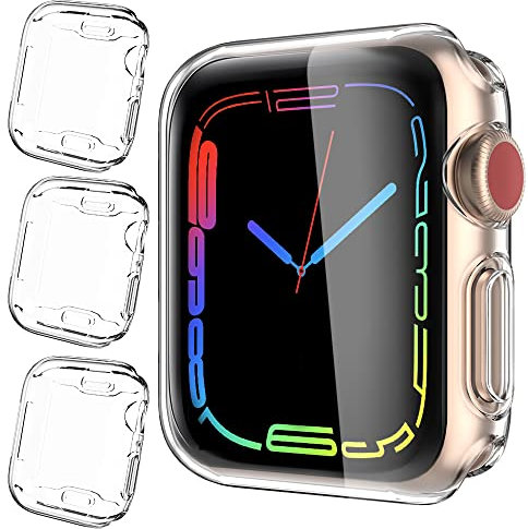 AHASTYLE 3 Pezzi Cover Apple Watch 41mm, Custodia Protettiva per iWatch Ultra in TPU per Apple Watch 9 Apple Watch 8 e Apple Watch 7 (41MM, Transparent)