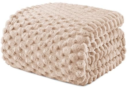 Exclusivo Mezcla Manta Sofá de Franela, Elegante Manta de Jacquard para Cama, Suave y Ligera, Adecuado para Cualquier Temporada, 150x200 cm, Color Camel