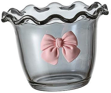 rockible Coppe da Dessert, Coppe per Gelato in Vetro, a Forma di Fiore, Ciotole per La Casa in Vetro Trasparente, Coppe per Semifreddi per tè E Succhi di Latte, Grigio