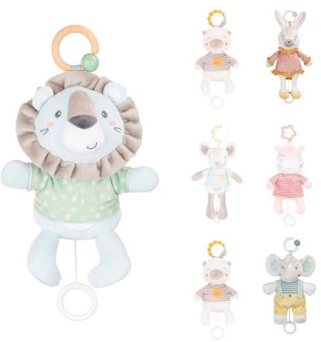 Kikkaboo Baby-Plüsch-Spieluhr Stofftier Aufzieh-Spieluhr C-Ring Einschlafhilfe, Farbe:beige/grün