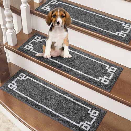 BEQHAUSE Stair Treads for Wooden Steps Indoor, 9x28, 15pcs, Dark Grey