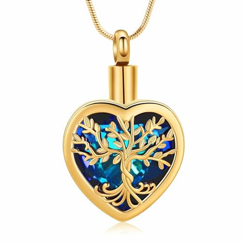 VCCWYQK Herz Urne Halsketten für Asche für Frauen Einäscherung Schmuck Blume Memorial Mini Keepsake Asche Hollow Anhänger (K-3)