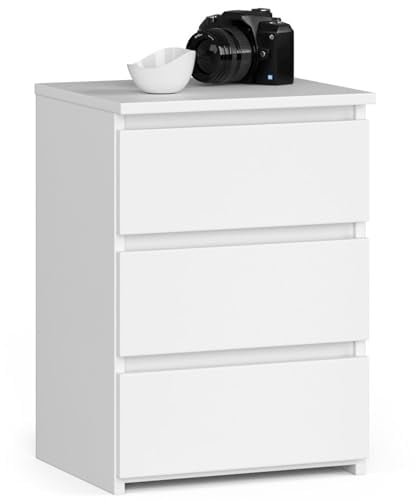 Home Collective Kommode mit DREI Schubladen, 40x35x57cm, Wohnzimmer, Schlafzimmer, Flur, Schrank, Sideboard, Highboard, viel Stauraum, weiß