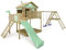 WICKEY Spielturm Klettergerüst Smart Ocean mit Schaukel & pastellgrüner Rutsche, Outdoor Kinder Kletterturm mit Sandkasten, Leiter & Spiel-Zubehör für den Garten