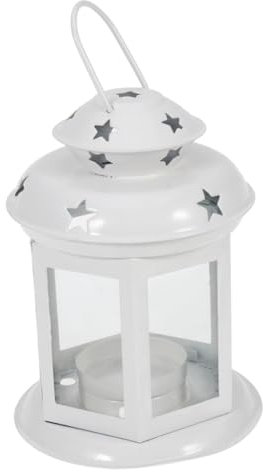 ABOOFAN Weiße Laterne Aus Kerzenständer Windlicht Weiß Für Zuhause Tischdeko Romantische Dekoration Tragbar Retro-Design Weiß