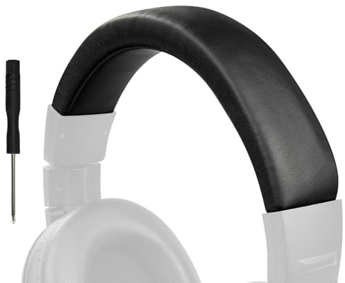 SOULWIT Copri Archetto in Pelle Proteica per Audio Technica ATH M40, M40X Cuffie, Parte di Ricambio del Cuscinetto della Fascia per la Testa-Nero