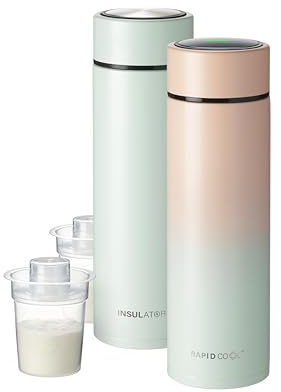 Nuby Limited Edition Two Tone RapidCool Portable Baby Bottle Making Twin Pack - Prepare A Perfect Formula Feed in 2 Minutes | Includes 1 Rapid Cool, 1 Powder Dispenser & 1 Flask (Pink)