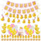 77 Rosa Ente Thema Geburtstag Party Ballon dekorative Geschenkpaket, gelbe Ente Kuchen Dekoration, Ente Spiral Anhänger, Baby Dusche, Sommer Party Zubehör
