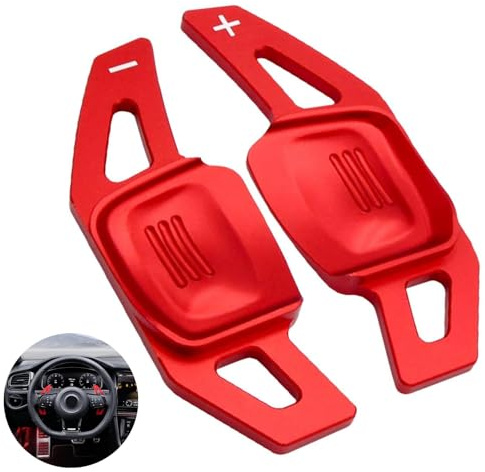 lcyen 2 Stück Lenkrad Schaltwippen Verlängerung Paddles für VW 2019-2023,Aluminiumlegierung Schaltpaddel Lenkrad Schaltknäufe Ersetzen für CC Tiguan L Touran L Lingdu Golf7.5 MK7 Golf 8 MK8 (Rot)