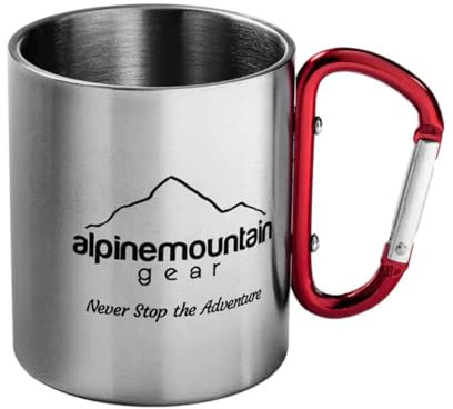 Alpine Mountain Gear Stainless Steel Carabiner Mug Stainless Steel Mug for Camping, Backpacking by Caddis Sports