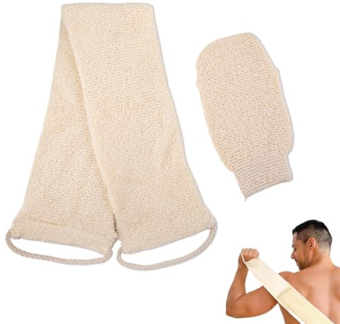 Gant Exfoliant Corps Gant de Crin, Sangle Lave Dos, Sac à Savon Exfoliant en JutePeau Naturellement Élimine Les Peaux Mortes Efficacement pour Corps Et Visage Femme Et Homme