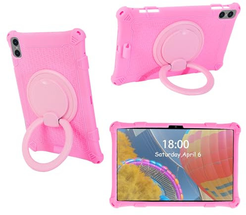 AKNICI Silicona Funda para TECLAST T50 Pro/HOTWAV Pad 11/YESTEL T15/SEBBE S23/UMIDIGI A15 Tab/weelikeit P39W/C Idea P100/CWOWDEFU 11 Tablet 11 Pulgadas, 360° Soporte Giratorio/Mango, Rosa
