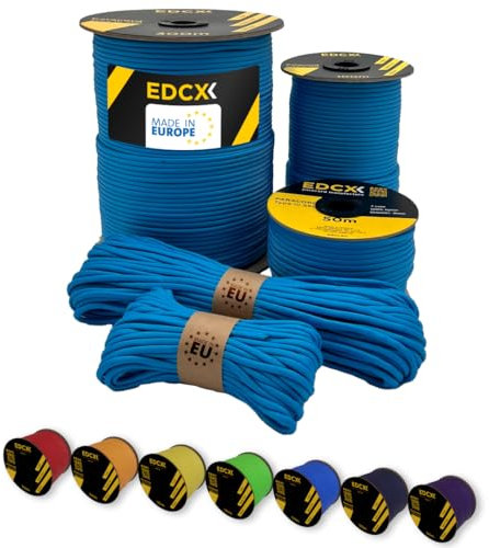 EdcX Paracord 4 mm, 35+ Volltonfarben (10 m, 15 m, 30 m, 50 m, 100 m, 300 m) | Ideal zum Basteln, Camping, Outdoor | 100% Nylonseil 4 mm| Taktische Schnur 550 Typ III (Ice Mint, 10 m)