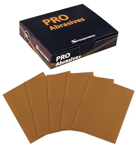 SPEEDWOX 1/4 Blatt Schleifpapier, 25 Stück, Premium Sandpapier, 320 Schleifblätter, Körnung 5,5 x 4,5 Zoll, Schleifpapier für Holz, Metall, Auto, Möbel, Holz, Clip-On, Blöcke