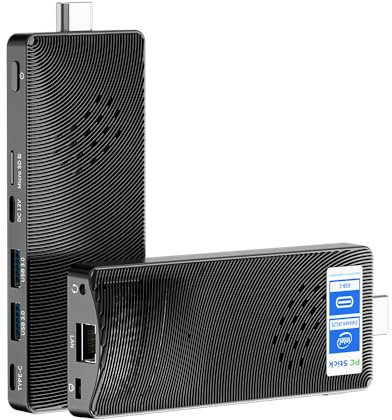 HEIGAOLAPC Mini PC Stick Win 11 Pro, Fanless Mini Computer, Celeron J4125 8GB RAM 128GB eMMC 2.7 GHz, USB-C USB 3.0 X 2, HDMI, RJ45 LAN 1000M Supporto 4K 60Hz, WiFi BT 5.2 per Aziende, Case, Uffici