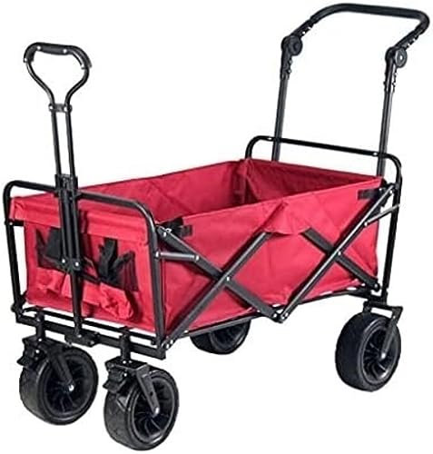 Bollerwagen Handwagen, Outdoor-Klappwagen, Handwagen, Faltbar Mit Bremsen, Outdoor-Garten-Utility-Truck-Camping Gartenwagen Strandwagen(Rood)