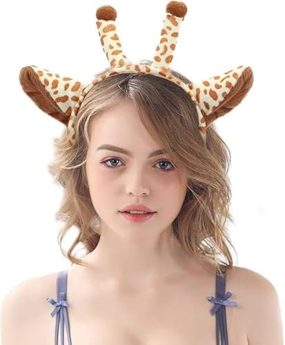 Plüsch Tier Ohren Stirnband Tier Haarreif mit Ohren, Tierohren Kopfbedeckung Cartoon Tierohren Haarschmuck, Kopfschmuck, Niedliche Cosplay Kostüm Zubehör für Karneval, Fasching, Mottoparty (Hirsch)