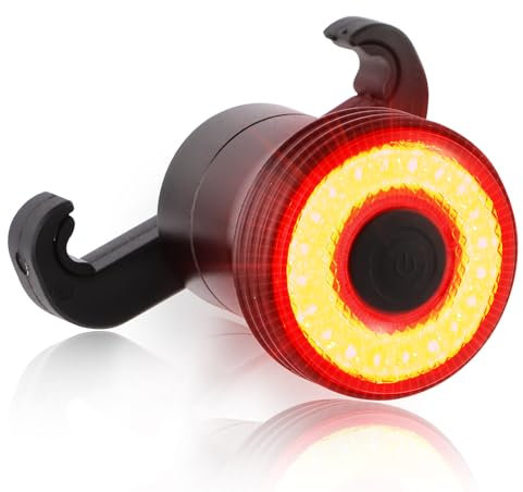 Feu Arrière de Vélo Intelligent, Détection de Freinage, Marche/Arrêt Automatique, Lampe Velo 22 LED Puissantes, 5 Modes d'éclairage, Rechargeable USB C, Étanche IP65 Lumiere Arriere Velo en Aluminium