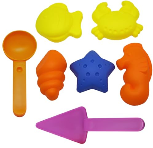 KEQAR 7 Stück Strandspielzeug Set für Kinder, Sand Form, Sand Schaufel, geeignet für Strandpool, Sommergeschenk für Jungen und Mädchen.