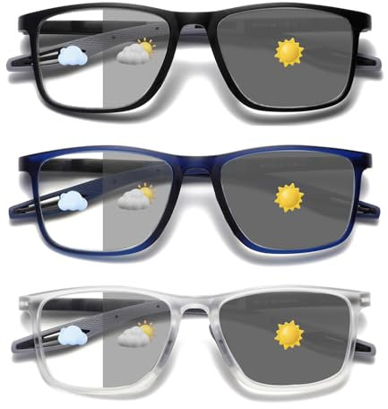 Hubeye Occhiali da lettura sportivo da uomo e donna Lettori ultraleggero TR90 Confortevole Flessibile Occhiali anti luce blu 2.00 Nero/Blu/Trasparente