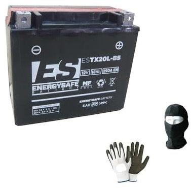 Compatible avec Moto Guzzi California Special Sport 1100 ANNÉE 2002 al 2003 Batterie YTX20L-BS ENERGYSAFE ESTX20L-BS FOURNIE DÉJÀ CHARGÉE Batteries 18AH 12V 250 AEN 177 X 88 X 156 MM