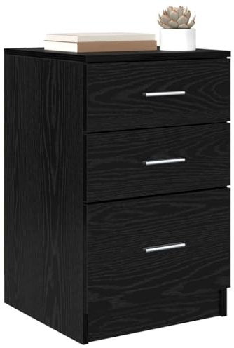 vidaXL Bedside Cabinet Black oak 40 x 40 x 63 cm Engineered wood, Compact Bedside Cabinet, Functional Storage, Modern Nightstand, Organized Bedroom Accessory, Square Holder Unit