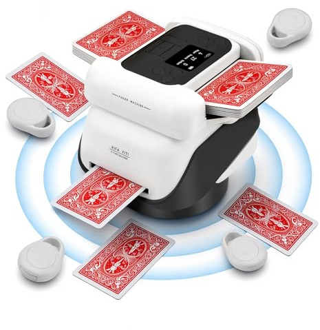 Haedswer Automatique Mélangeurs de Cartes et Distributeur 2 en1, Mélangeur de Cartes avec 4 télécommandes, 2-8 Joueurs, Rechargeable, Silencieux, pour Poker, Texas Hold'em, Blackjack