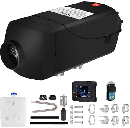 KWEZ Chauffage Diesel Chauffage de stationnement Diesel Portable 2000 W 12/24 V 2kW, réglage Automatique de l'altitude, Chauffage à air Diesel Réchauffeur d'air Diesel