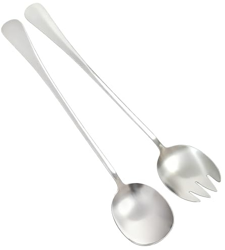 Pevlkawr 28 cm Salatbesteckset Edelstahl Salatbesteck Salat Besteck Set 2 Stück Salatlöffel Edelstahl Göffel Mit Langen Griffen Griffen Für Hotels Restaurants Familie