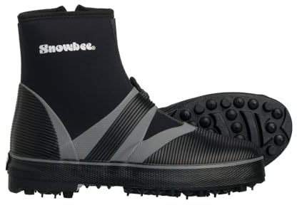 Snowbee Men’s Rockhopper Spike Sole Wading Boots with Neoprene Uppers & Side Zip, Hardened Steel Spikes for Rock‑Fishing & Shore Wading Black/Grey - Sizes 6-12