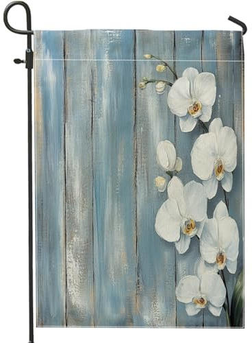 Frühlingsflaggen mit Phalaenopsis-Orchidee, 30,5 x 45,7 cm, doppelseitig, für Außendekoration, Bauernhaus, rustikale Blumen, Vorhof, Leinwand, Land-Outdoor, kleine Hinterhof-Rasenflagge