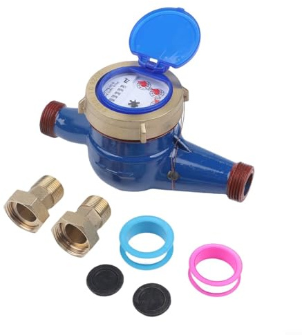 Autilyshop DN20 3/4 Zoll Trockentyp Digitaler Wasserzähler mit klarem Display und Filter, Kupferkonstruktion für genaue Überwachung von Wohnhähnen, geeignet für Zuhause