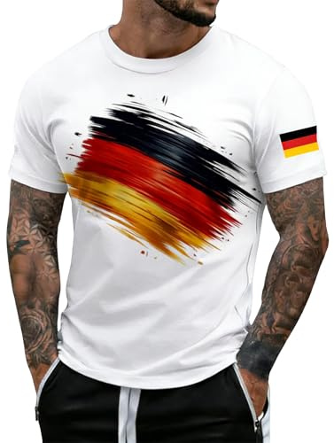 Trikot 2026 Deutschland Grafik-T-Shirt, Rundhalsausschnitt, Kurzarm, Freizeit-Top, Sportbekleidung FüR -Fans(Weiß,L)