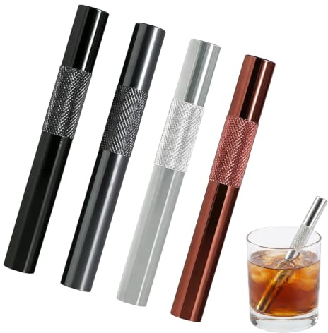 4 Pcs Reusable Metal Straws Drinking, Portable Short Metal Straws, Suitable for Milkshakes, Cocktails, Tea, and Juice (Multicolor)