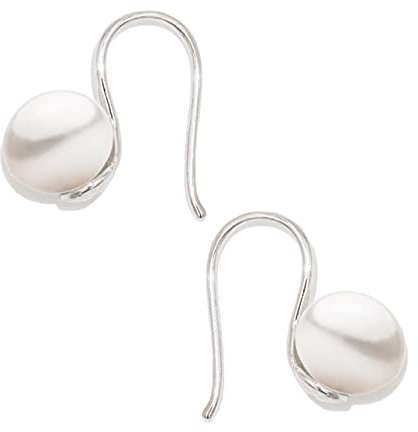 Damen Perlenohrringe Süßwasser Zuchtperlen Weiß 8 mm - SECRET & YOU - Perlenohrhänger 925er Sterlingsilber