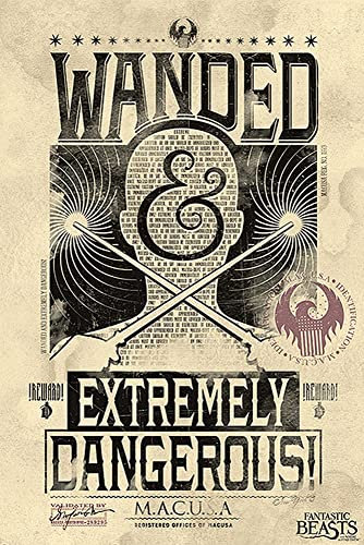 Fantastic Beasts Poster Wanded & Extremely Dangerous (61cm x 91,5cm) + Original tesa Powerstrips® (1 Pack/20 STK.)