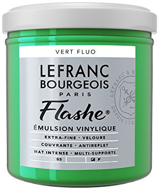 Lefranc Bourgeois Flashe acrílica, Pintura de Vinilo, Verde Amarillo Fluorescente, 125ml Tube - Vinylfarbe