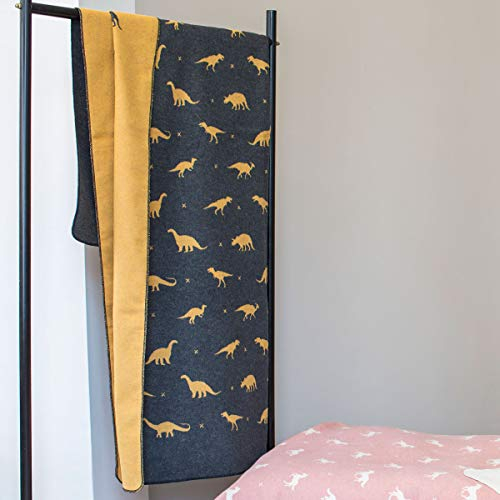 David Fussenegger - JUWEL - Kinderdecke - Dinos/Dinosaurier - anthrazit - 140 x 200 cm