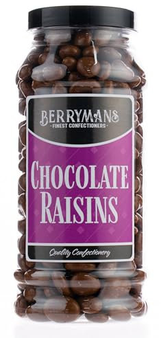 Original Chocolate Raisins Chocolate Covered Raisins Retro Sweets Gift Jar By Berrymans Sweet Shop - Classic Sweets, Traditional Taste.