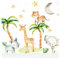 Little Deco Wandtattoo Kinderzimmer Mädchen Junge Deko Wandsticker Baby Tiere I Wandbild 83 x 56 cm (BxH) I Wald Safari Dschungel Spielzimmer Aufkleber DL212-5