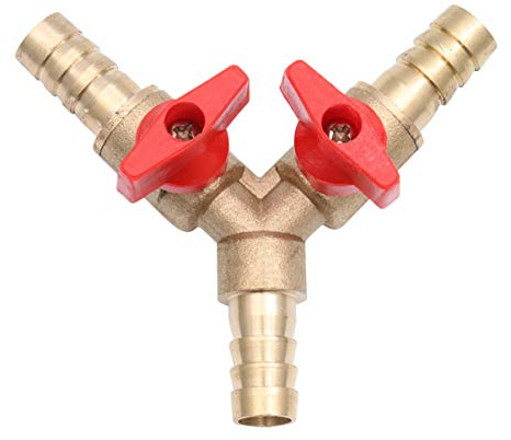 3 Wege Schlauchverbinder, Splitter, Messing und Zinklegierung, 10 mm, Kugelhahn, T-Schlauchverbinder für Tischlerarmatur Luft Wasser Gas, 1 Stück
