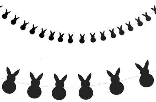 renna deluxe Hasen-Girlande aus recyeltem Papier Hasen-Oster-Girlande Osterdeko (Schwarz)