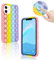 aupartuds Pop It Phone Case for iPhone 11,Stress Reliever Push Pop Bubble Fidget Toys Cover,Cute Funny Soft Silicone Protective Shell for iPhone 11 6.1 inch - Rainbow