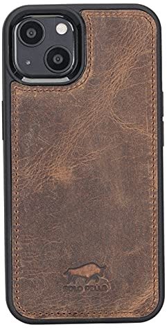 Solo Pelle Lederhülle für das iPhone 13 in 6.1 Zoll Stanford Case Leder Hülle Ledertasche Backcover aus echtem Leder (Vintage Braun)