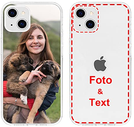 MXCUSTOM Personalisierte Handyhülle für Apple iPhone 13, Benutzerdefiniert Hülle mit Eigenem Foto Bild Text Individuelle Schutzhülle [Transparente Weiche TPU Dünn Stoßfest] (FXT-CR-P1)