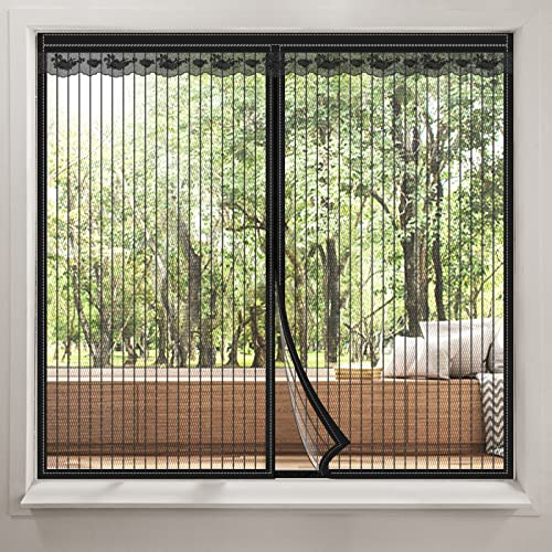Moskitonetz Fenster Magnet 100×120cm, Insektenschutz Fenster Magnet, Fenster Fliegengitter Fenster ohne Bohren, Mückenschutz Fenster Anti Insekten+Fliegen+Moskitos Einstellbarer Magnetischer - Schwarz
