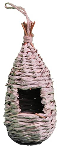 Dehner Natura Premium Wildvogel Nestbeutel Herdis, Nistbeutel / Vogelhaus für Wildvögel, Einflugloch Ø 4,5 cm, Ø 10 cm, Höhe 22 cm, Borstgras