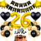 Cnrose 26. Geburtstag Dekoration,Schwarz Tortendeko Geburtstag 26 Jahre Mann,Party Deko Gold Schwarz,26 Geburtstag Männer Frau,Tortendeko 26. Geburtstag Frauen,Geburtstagsdeko 26 Jahre Mann