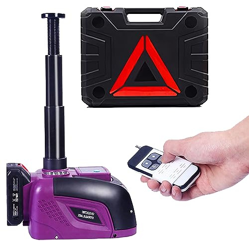 Electric Car Jack Hydraulic Cordless Remote Control 5 Ton 12V Small Portable Cordless Floor Jack Lift for SUV Sedan Vehicle MPV Car Change Tire Emergency Repair Tyre Purple